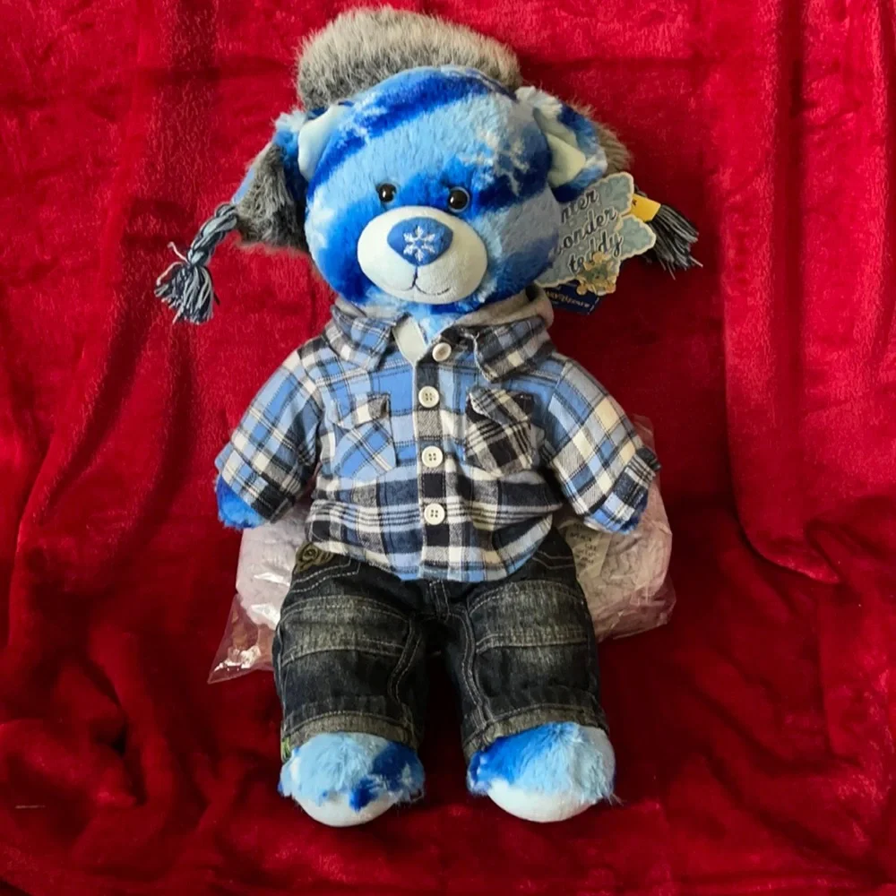 New Build-A-Bear. Blue with white ❄️ Jeans/Shirt/Hat - Picture 1 of 6